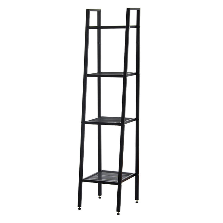 4 Tier Steel Mesh Ladder Shelf Display Rack Black 30x35x147cm
