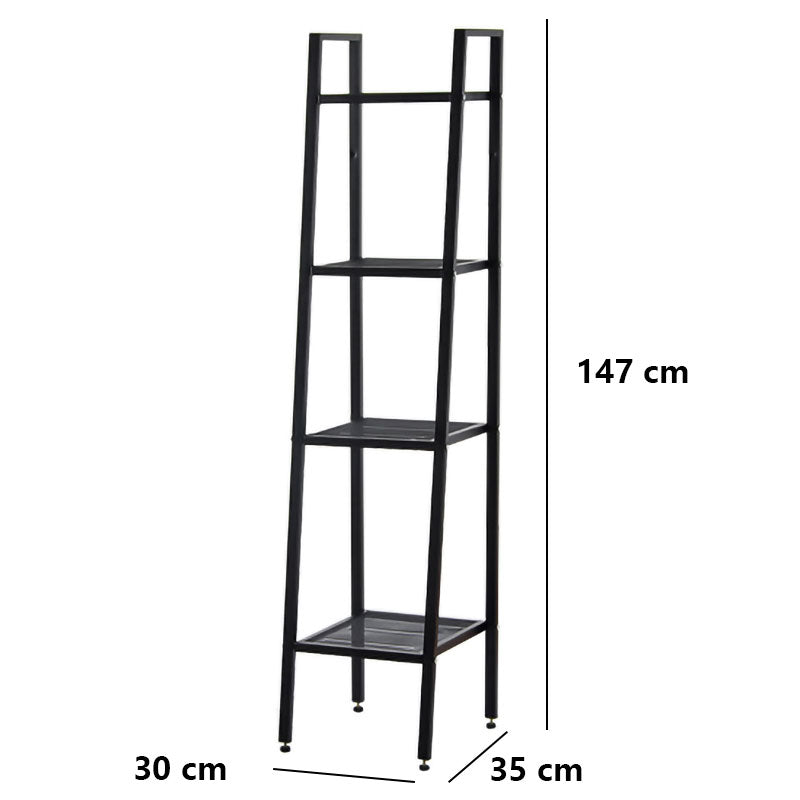 4 Tier Steel Mesh Ladder Shelf Display Rack Black 30x35x147cm