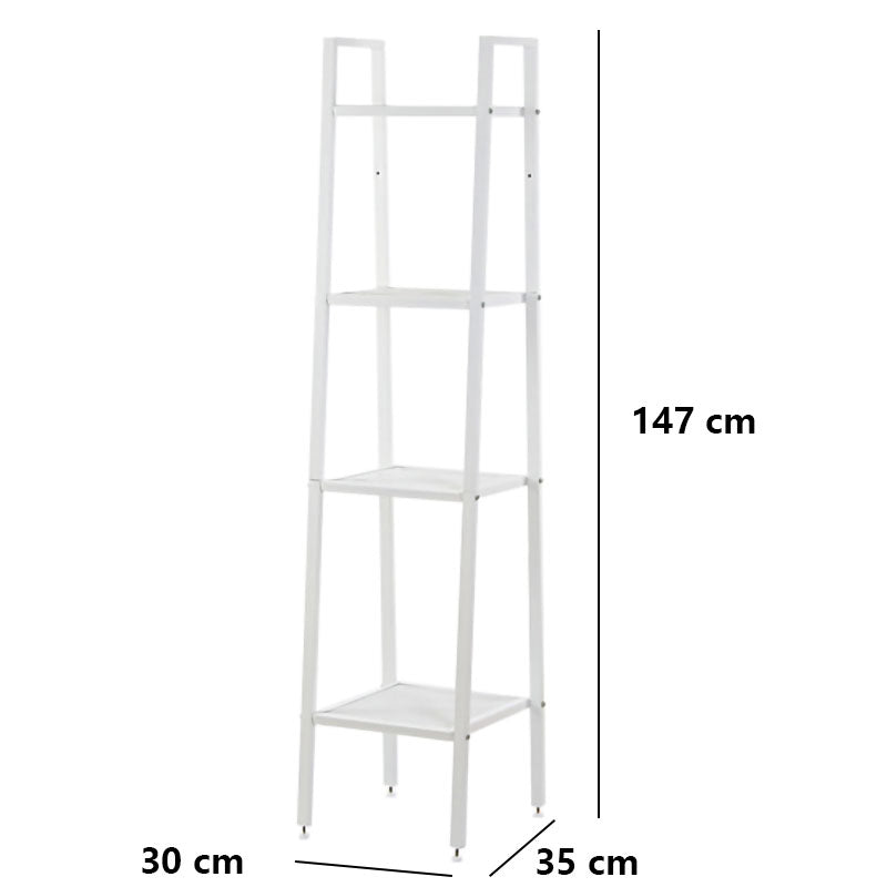 4 Tier Steel Mesh Ladder Shelf Display Rack 30x35x147cm-White