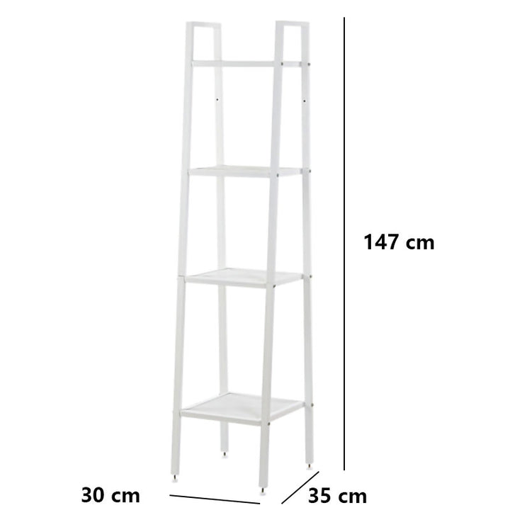 4 Tier Steel Mesh Ladder Shelf Display Rack 30x35x147cm-White