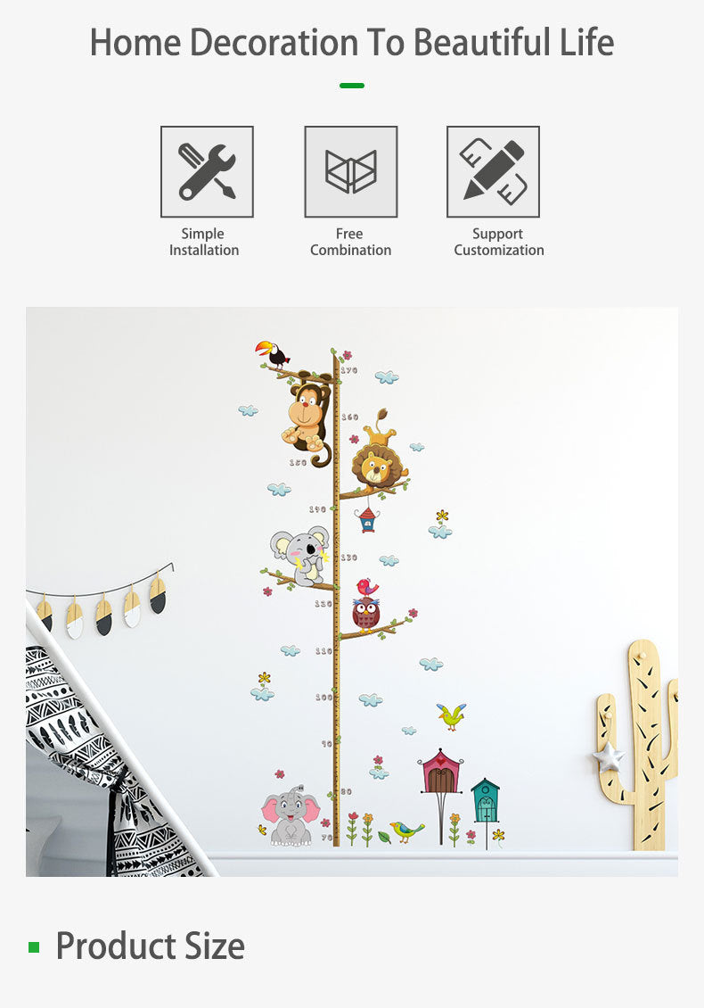 Animal Tree Height Kids Wall Sticker