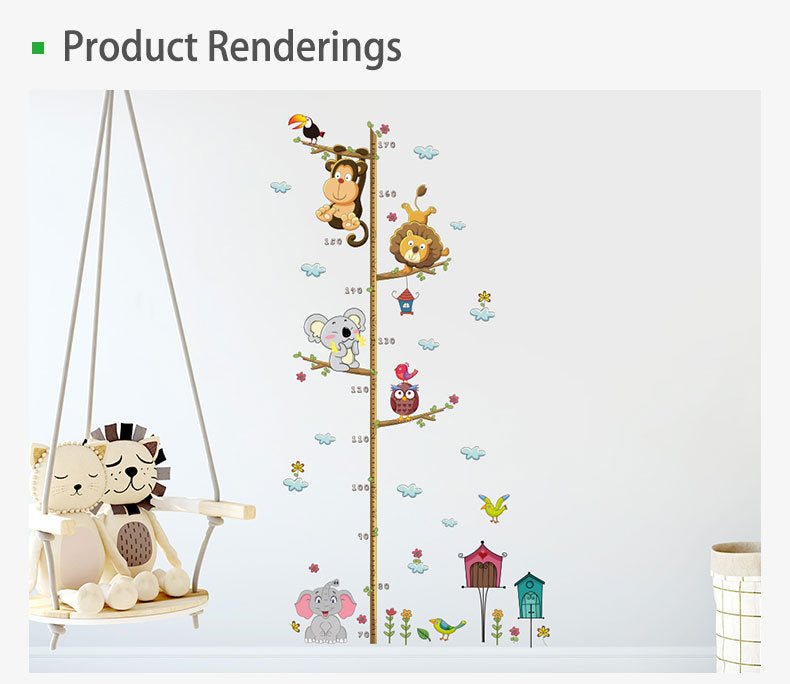 Animal Tree Height Kids Wall Sticker