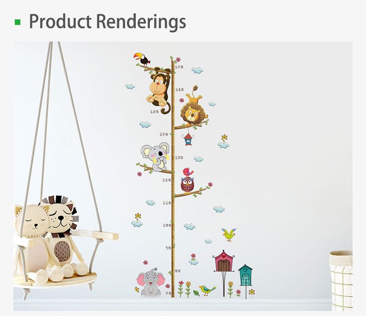 Animal Tree Height Kids Wall Sticker
