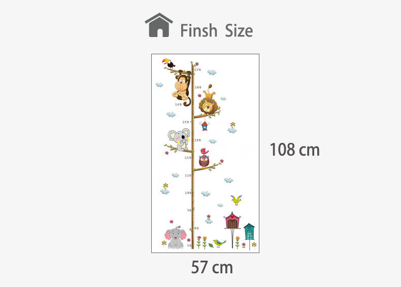 Animal Tree Height Kids Wall Sticker
