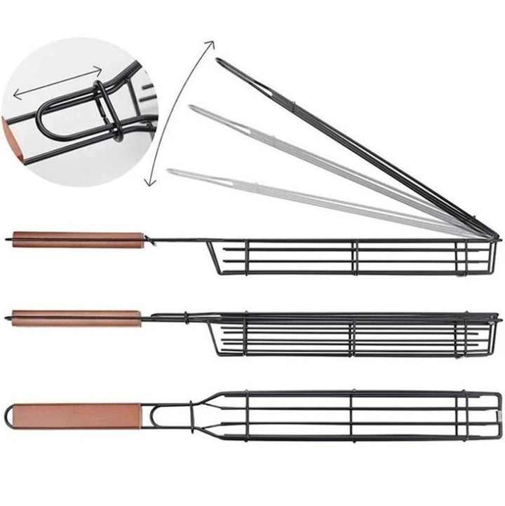 BBQ Grill Long Handle Sausage Vegetable Basket