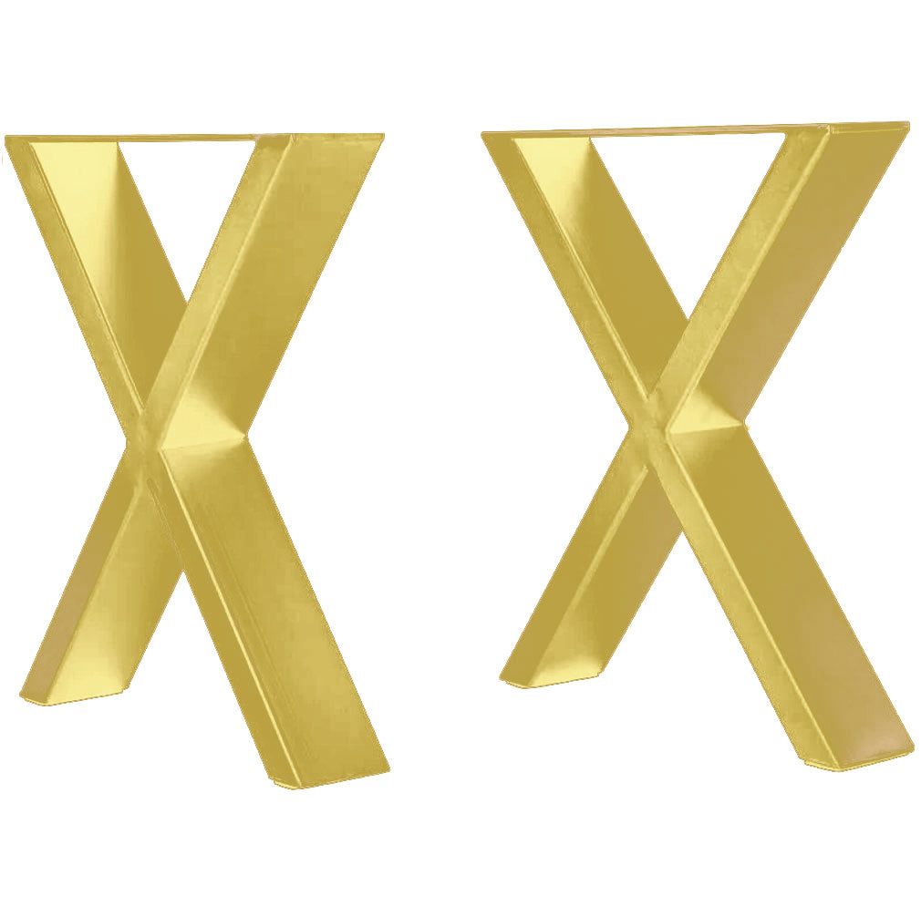 Set of 2 Steel X Shape DIY Table Bench Legs 72cm-Gold