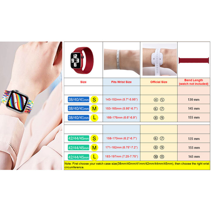 Solo Loop Bands Compatible With Apple Watch Band for 38MM 40MM 41MM L-Rainbow