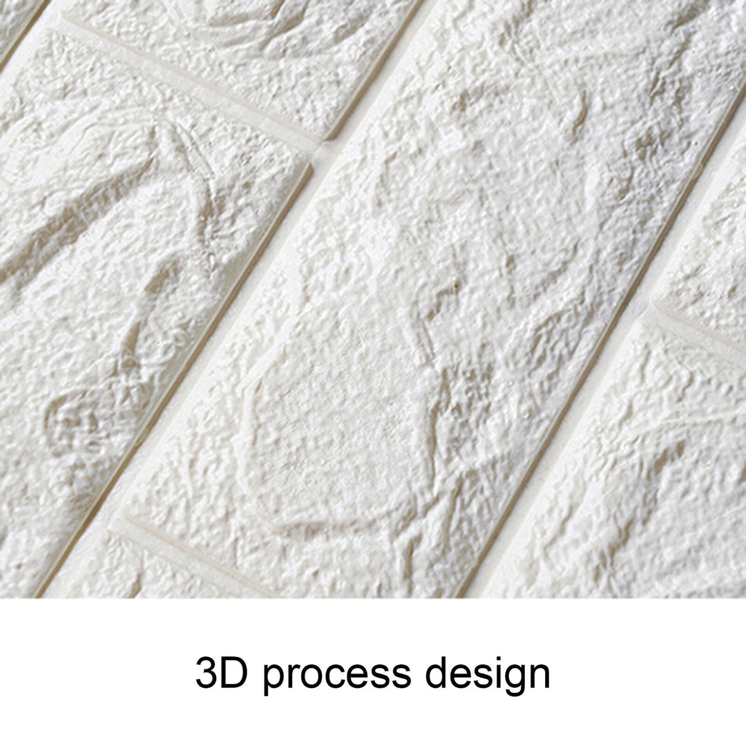 10Pcs 3D Brick Self Adhesive Wallpaper Panels 35X38CM-White