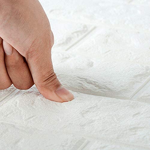 10Pcs 3D Brick Self Adhesive Wallpaper Panels 35X38CM-White