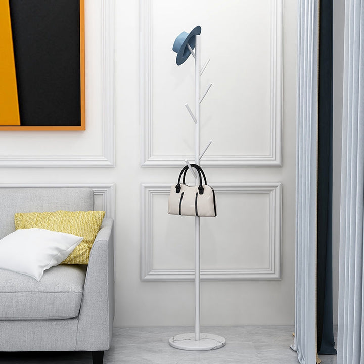 Metal Coat Rack with Stable Marble Base-Withe