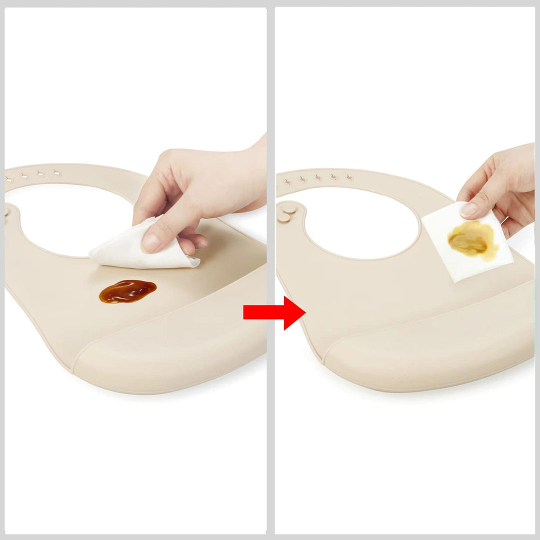 Waterproof Silicone Feeding Bib-Brown