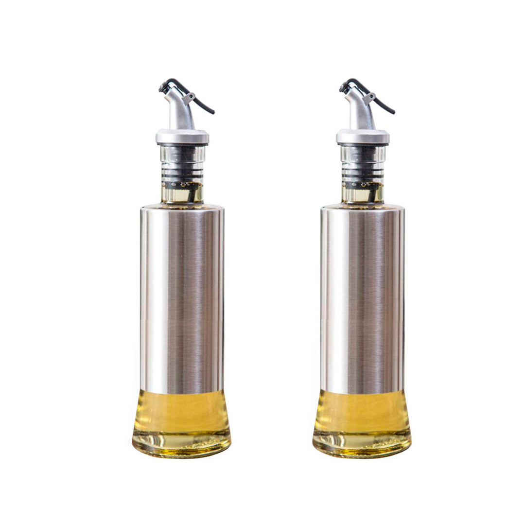 Stainless Steel 300ml Drip-Free Vinegar Oil Soy Bottle 2 Pac
