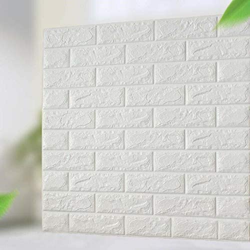 10Pcs 3D Brick Self Adhesive Wallpaper Panels 35X38CM-White