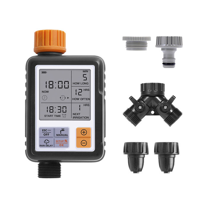 Double Outlet Water Timer for Garden Hose Faucet