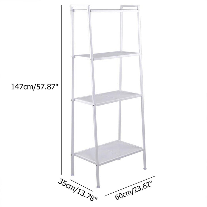 4 Tier Steel Mesh Ladder Shelf Display Rack 60x35x147cm-White