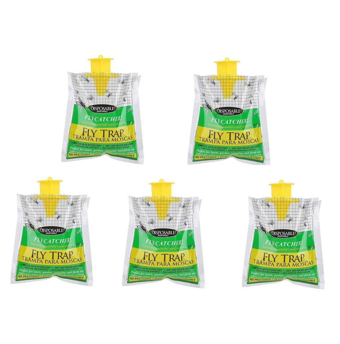 5pack Hanging Fly Trap Disposable Fly Catcher Bag