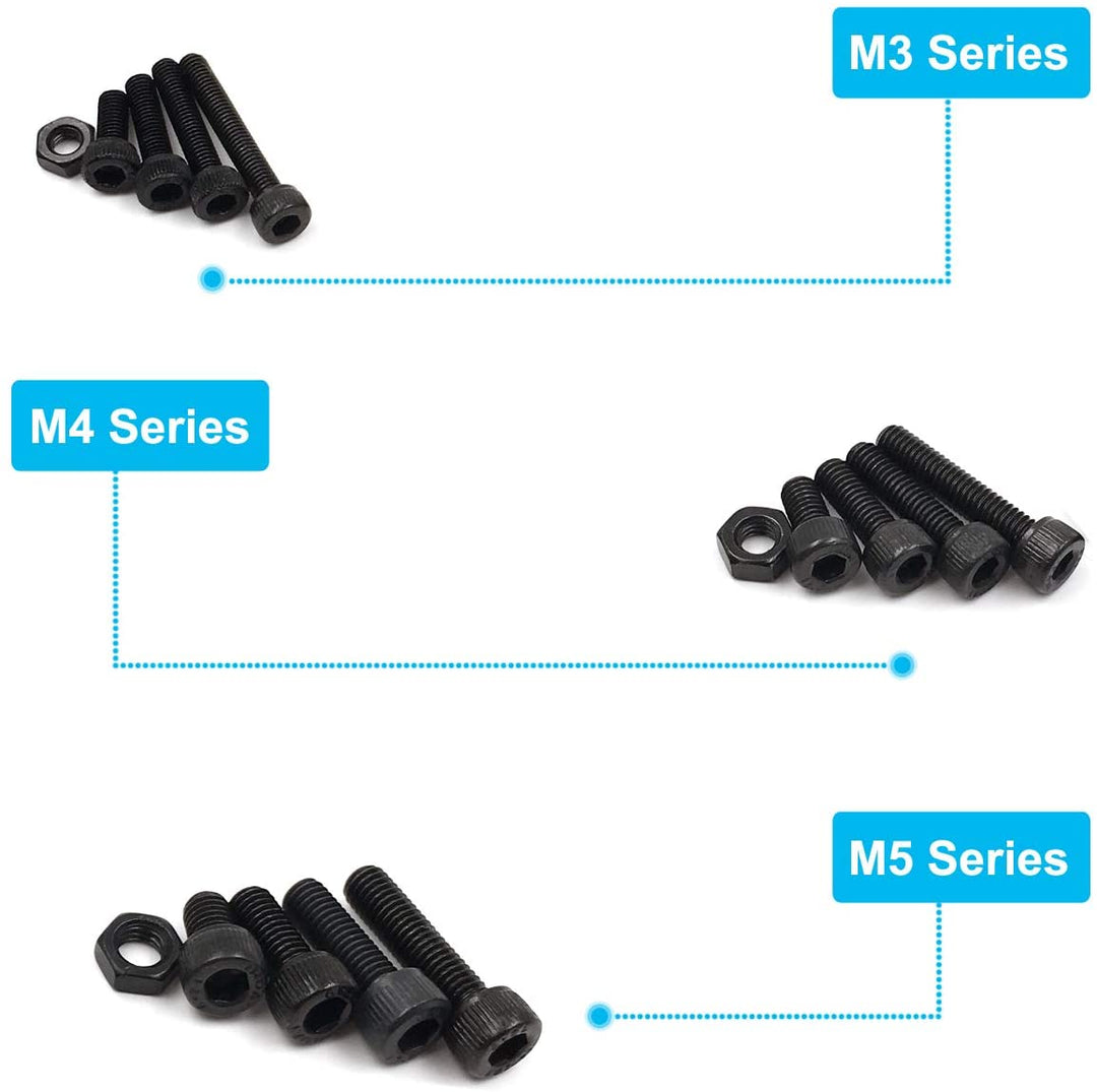 500pcs Carbon Steel Socket Cap Screws Hex Head Bolt Nuts