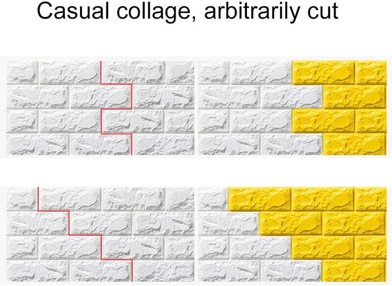 10Pcs 3D Brick Self Adhesive Wallpaper Panels 35X38CM-White