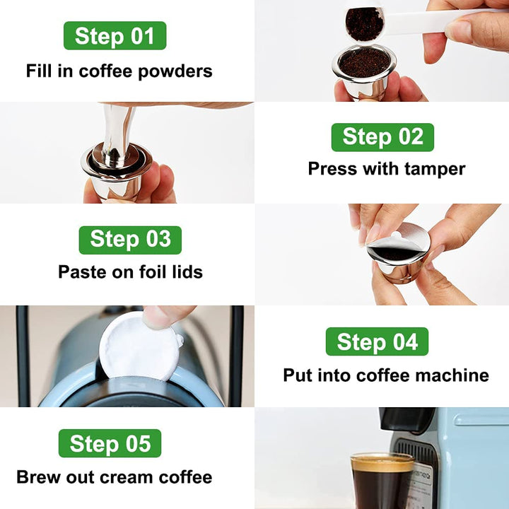 100 Pcs Aluminum Foils Lids for Refillable Nespresso Capsules