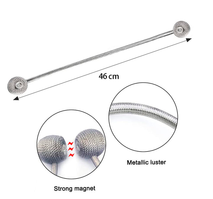 2 Pairs Window Curtain Tiebacks Magnetic Tie Band-Gray