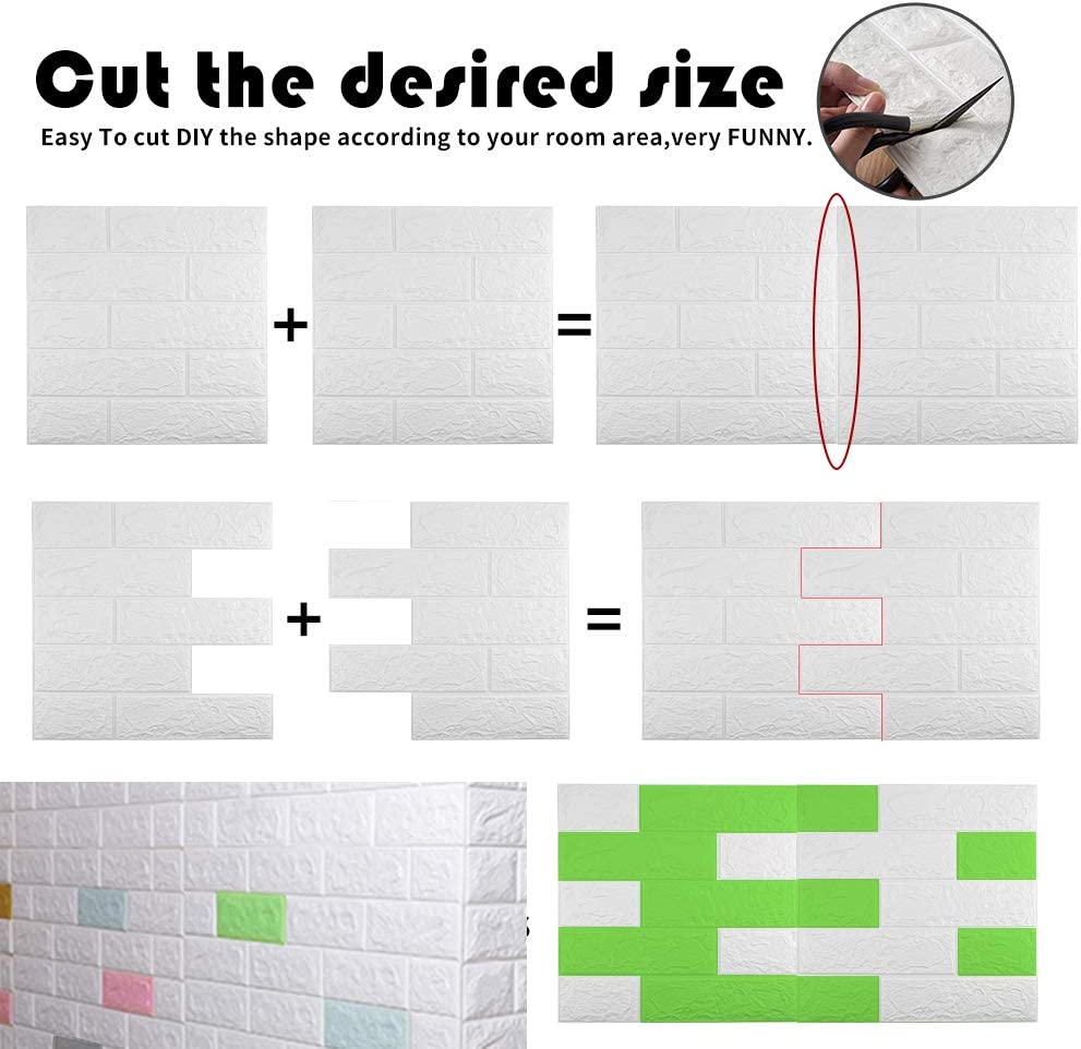 10Pcs 3D Brick Self Adhesive Wallpaper Panels 35X38CM-Marble