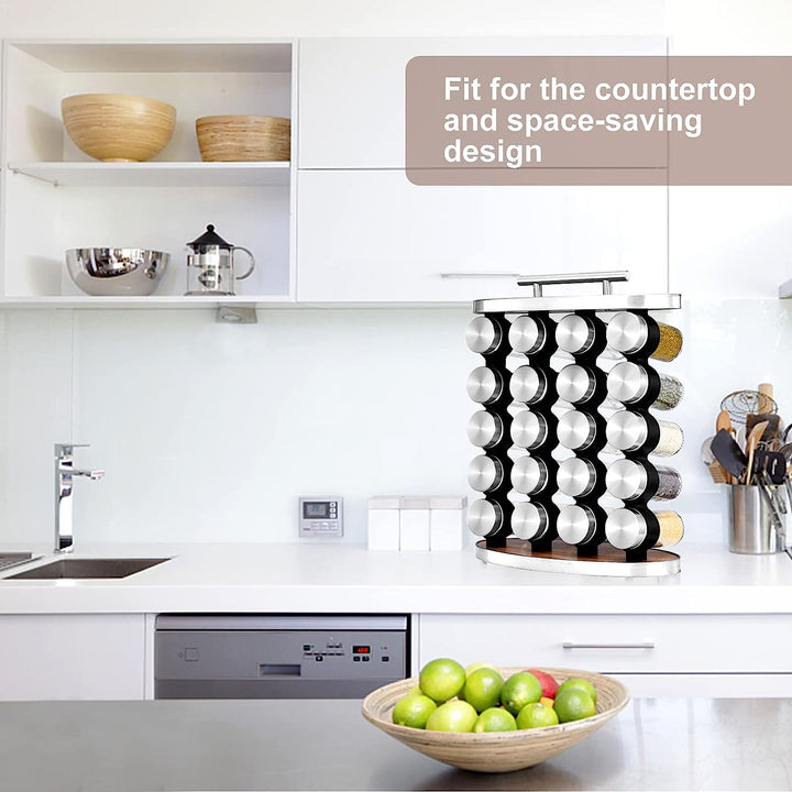 Standing 20-Jar Countertop Spice Rack with handle
