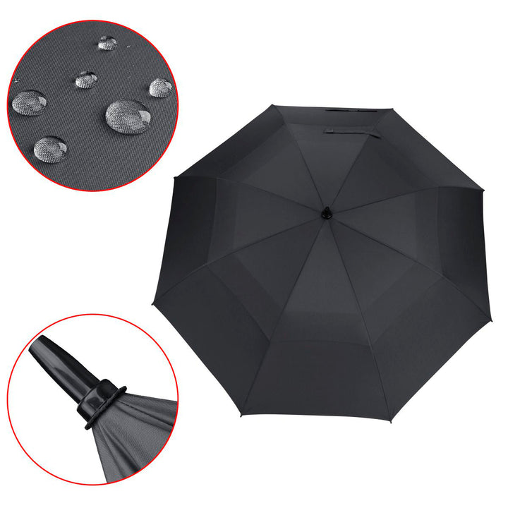 Double Canopy Vent Extra Large Golf Umbrella - Black