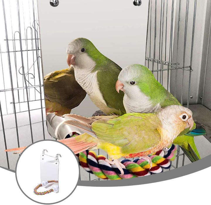 Bird Mirror with Rope Perch