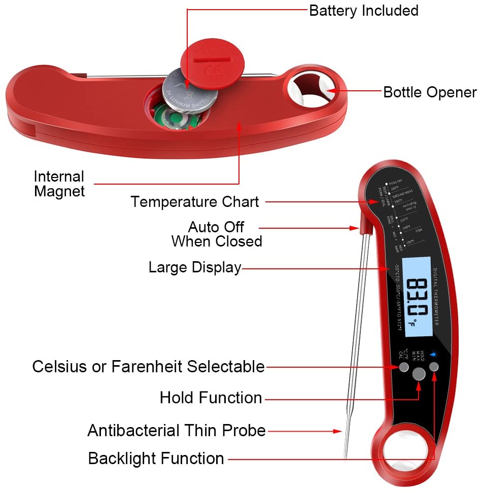 Instant Read Meat Thermometer for Grill and Cooking
