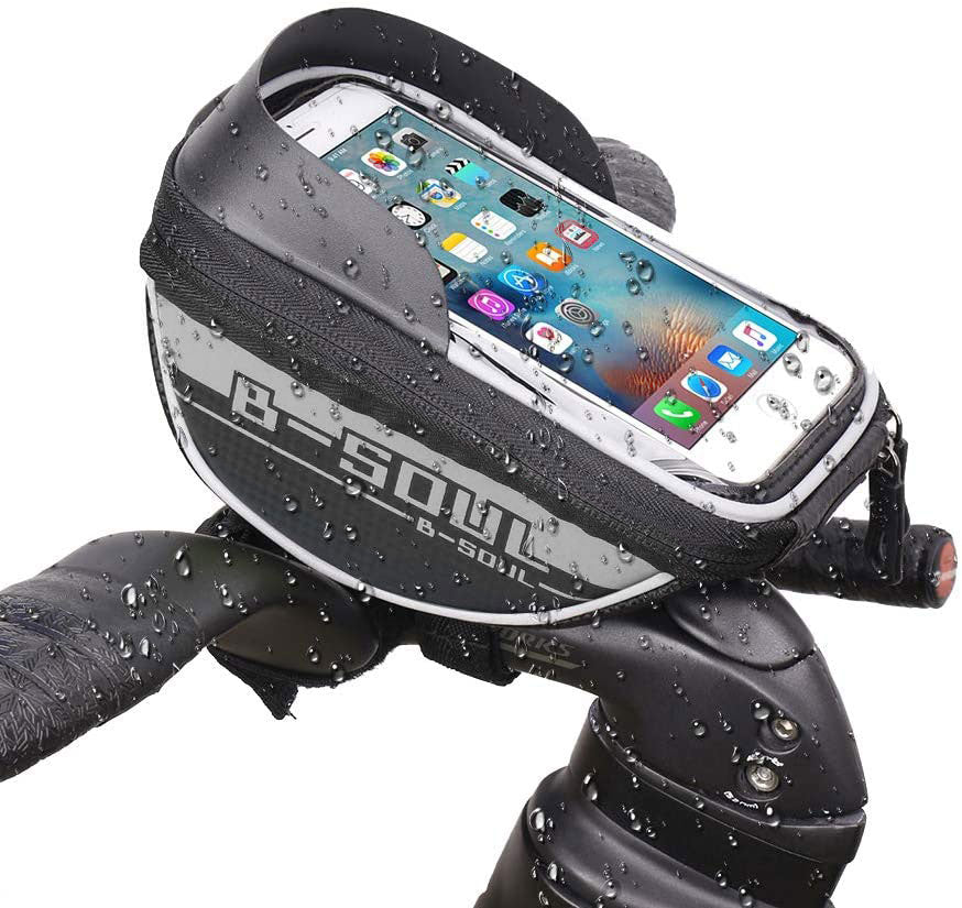 Bike Handlebar Phone Holder Front Frame Bag-Gray