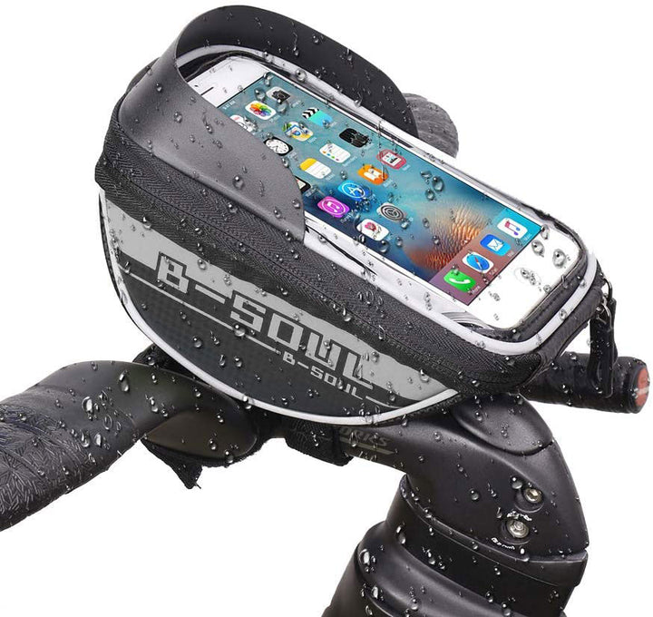 Bike Handlebar Phone Holder Front Frame Bag-Gray