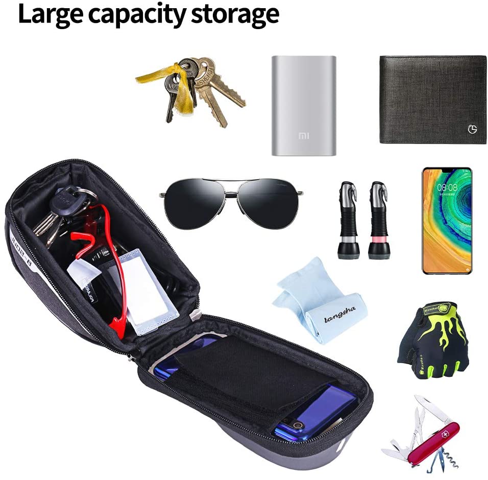 Bike Handlebar Phone Holder Front Frame Bag-Blue