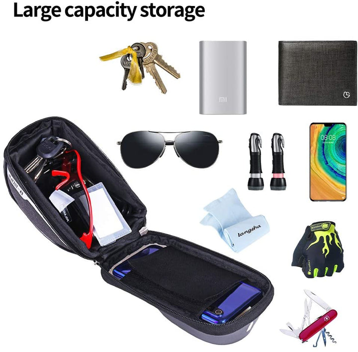 Bike Handlebar Phone Holder Front Frame Bag-Blue