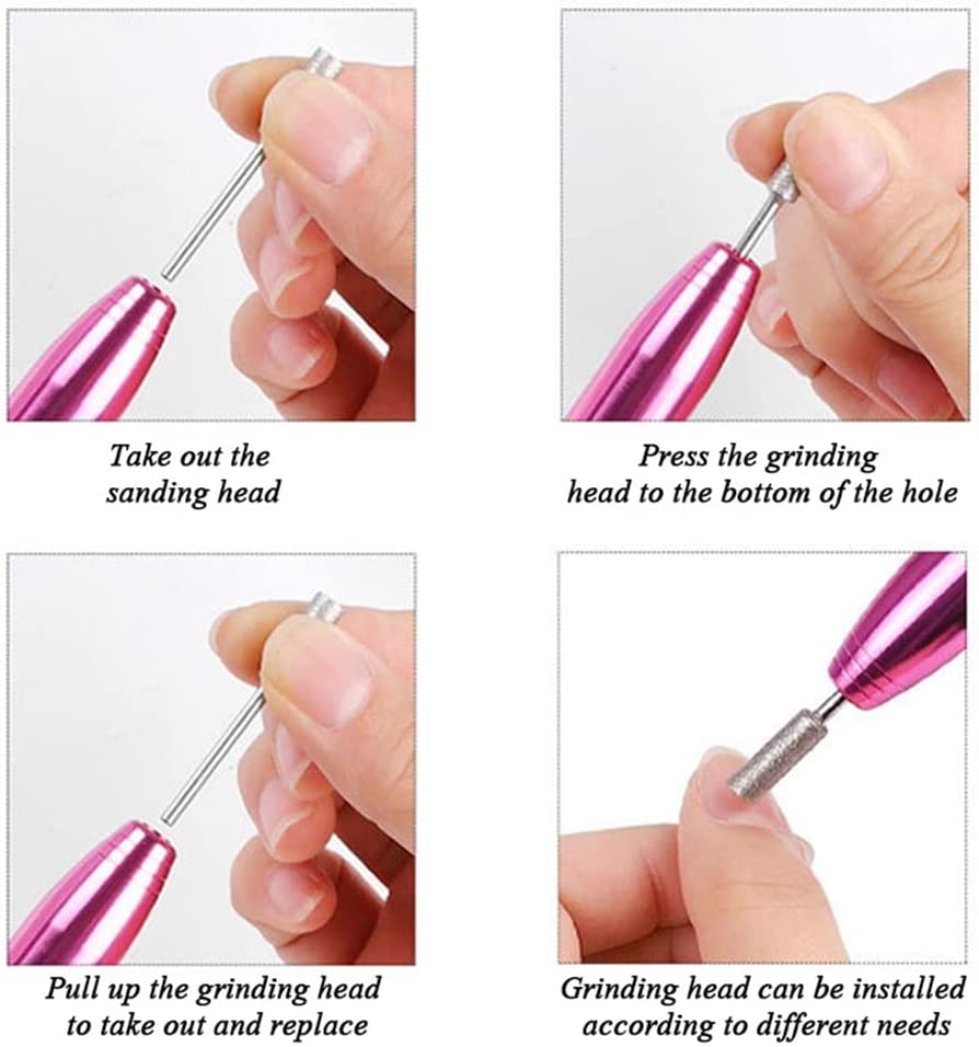 Professional USB Electric Nail Polisher with 11 Pcs Drill Bit Gold