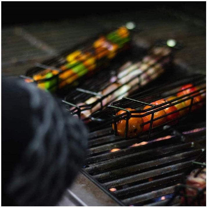 BBQ Grill Long Handle Sausage Vegetable Basket