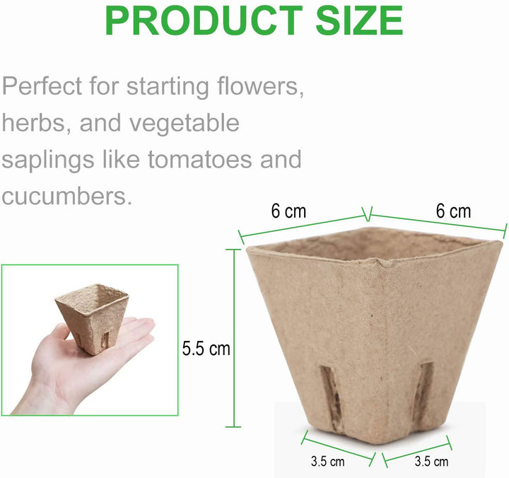 80 Packs Square Peat Pots Plant Starters for Seedling