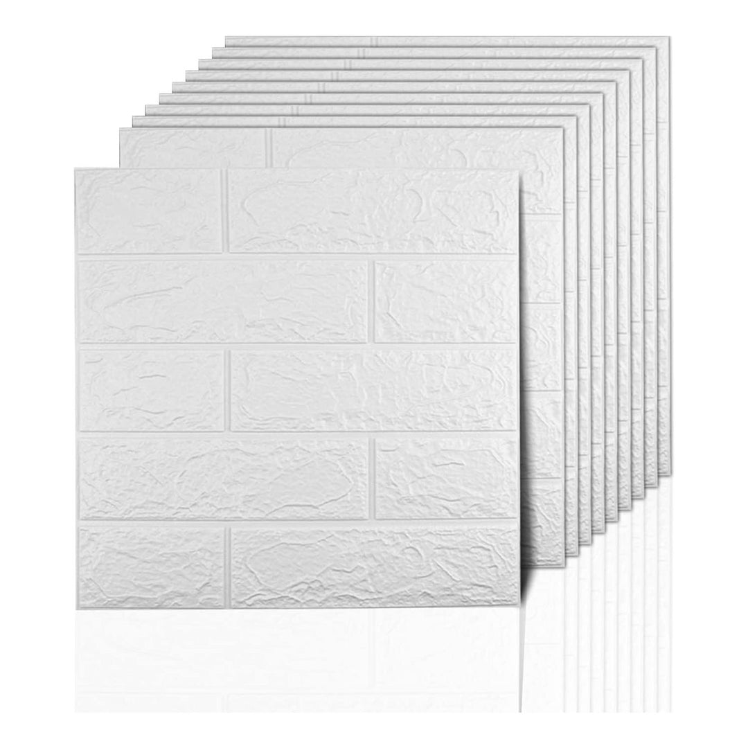 10Pcs 3D Brick Self Adhesive Wallpaper Panels 35X38CM-White