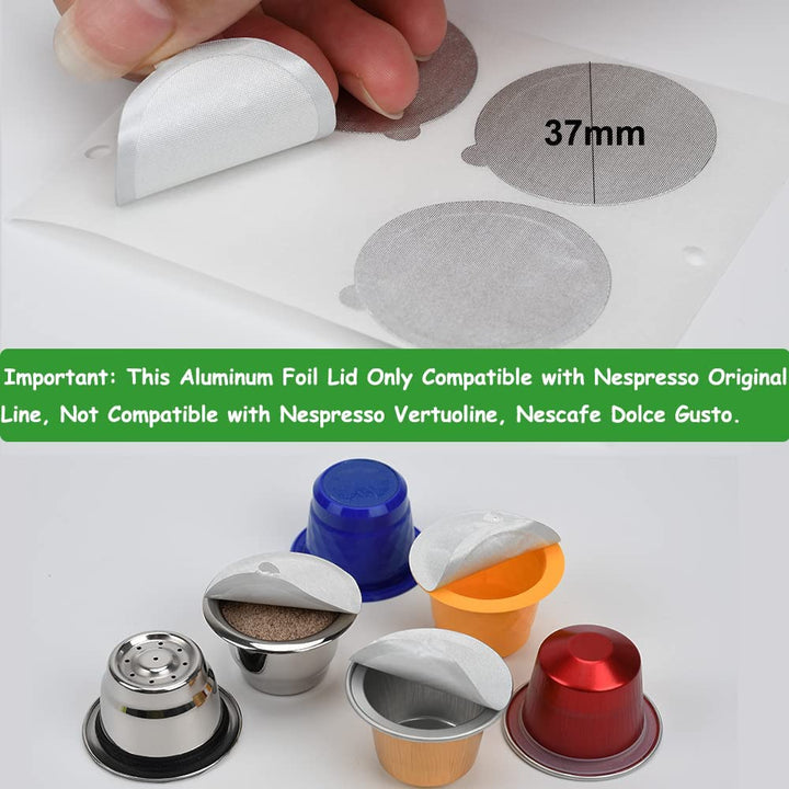 100 Pcs Aluminum Foils Lids for Refillable Nespresso Capsules