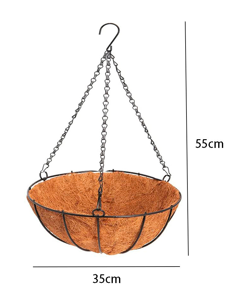 2 Pack 35cm Metal Hanging Planter Basket With Coco Liner