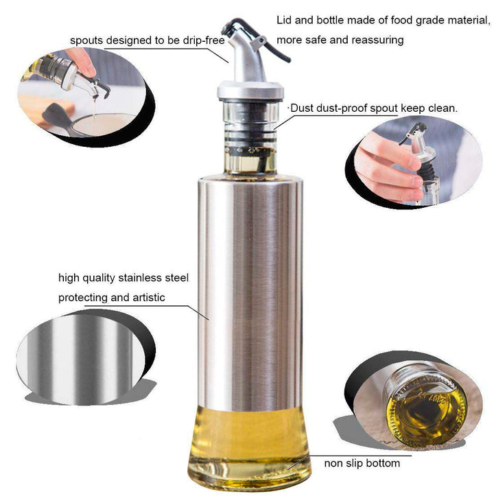 300ml Stainless Steel Drip-Free Vinegar Oil Soy Sauce Bottle