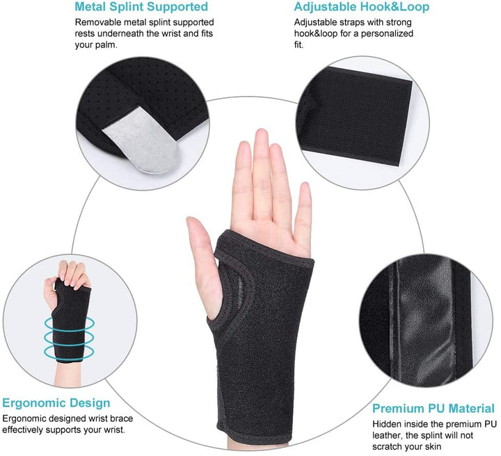 Wrist Splint Support Palm Protector with Metal Panel-Right