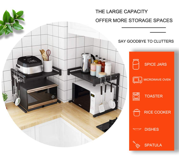 2-Tier Expandable Kitchen Microwave Oven Rack