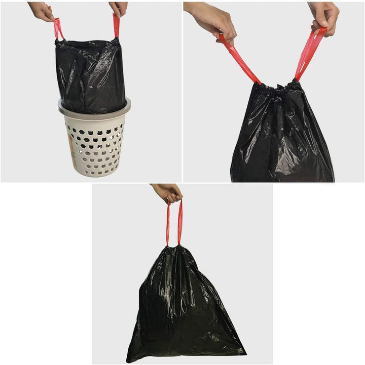 120 Pcs 45 x 50 cm Drawstring Trash Bags-Black
