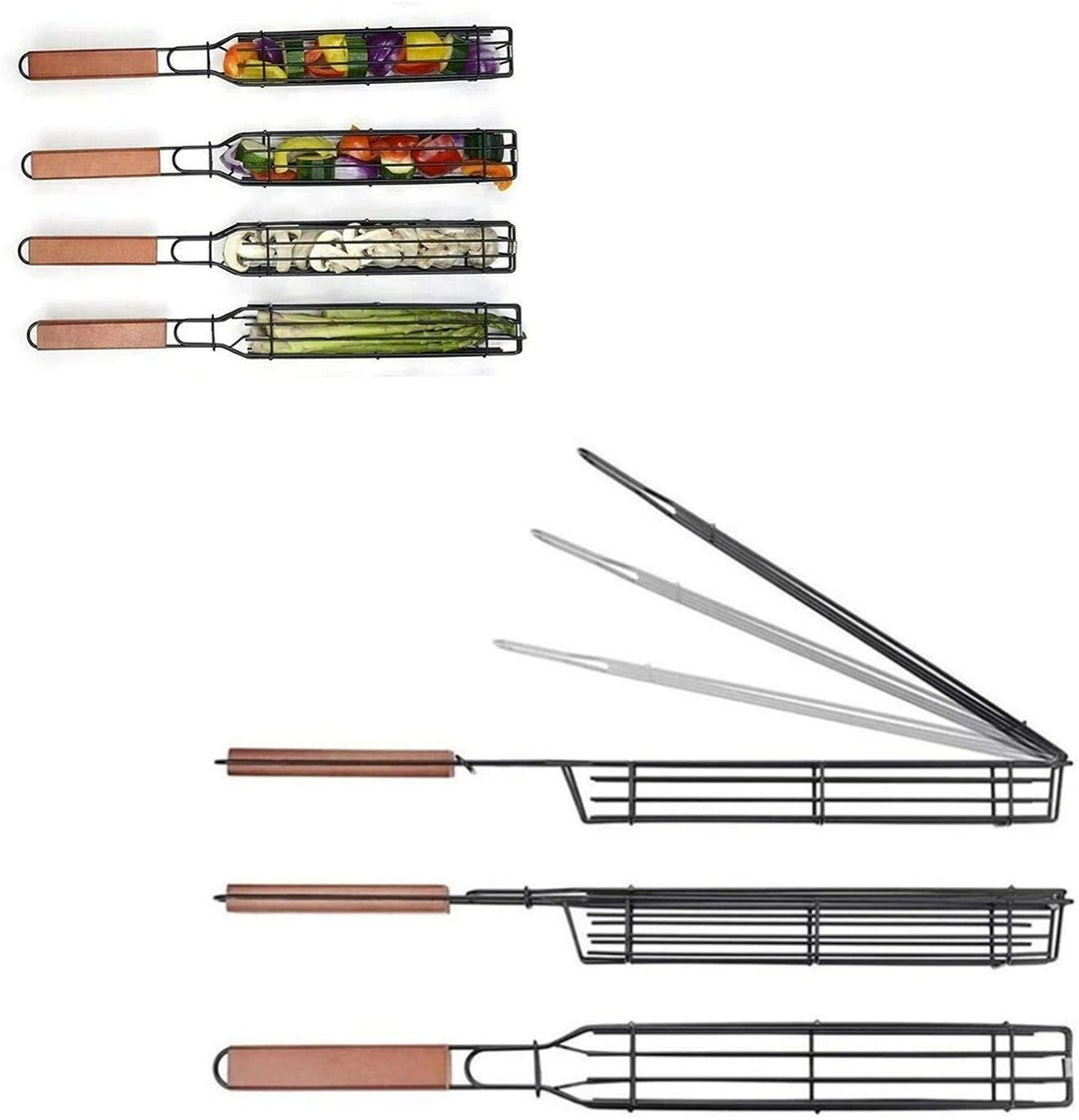 BBQ Grill Long Handle Sausage Vegetable Basket