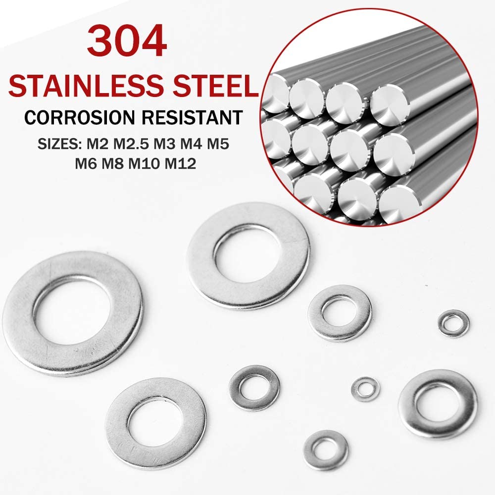 684Pcs 304 Stainless Steel Flat Washers Assortment Washers Hardware Set