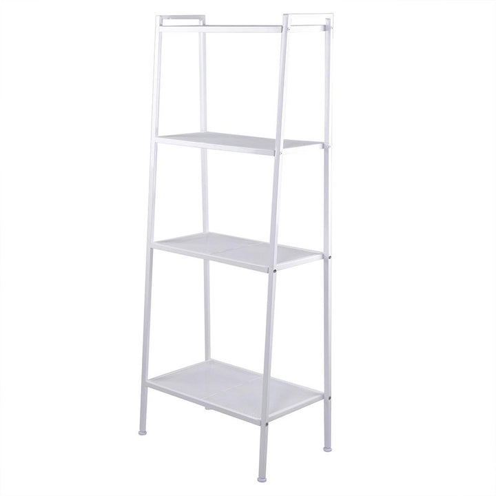 4 Tier Steel Mesh Ladder Shelf Display Rack 60x35x147cm-White