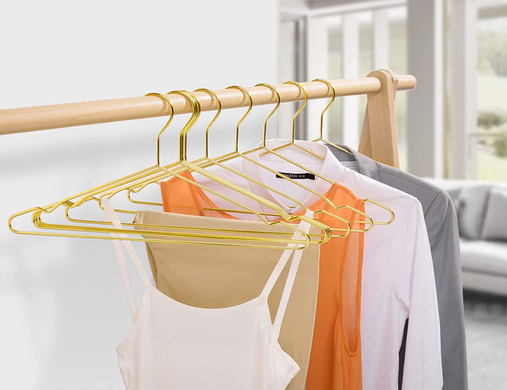 10 Pack Heavy Duty Aluminum Alloy Coat Hangers-Gold