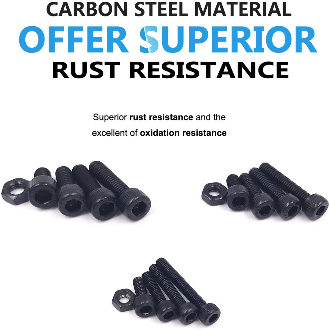 500pcs Carbon Steel Socket Cap Screws Hex Head Bolt Nuts