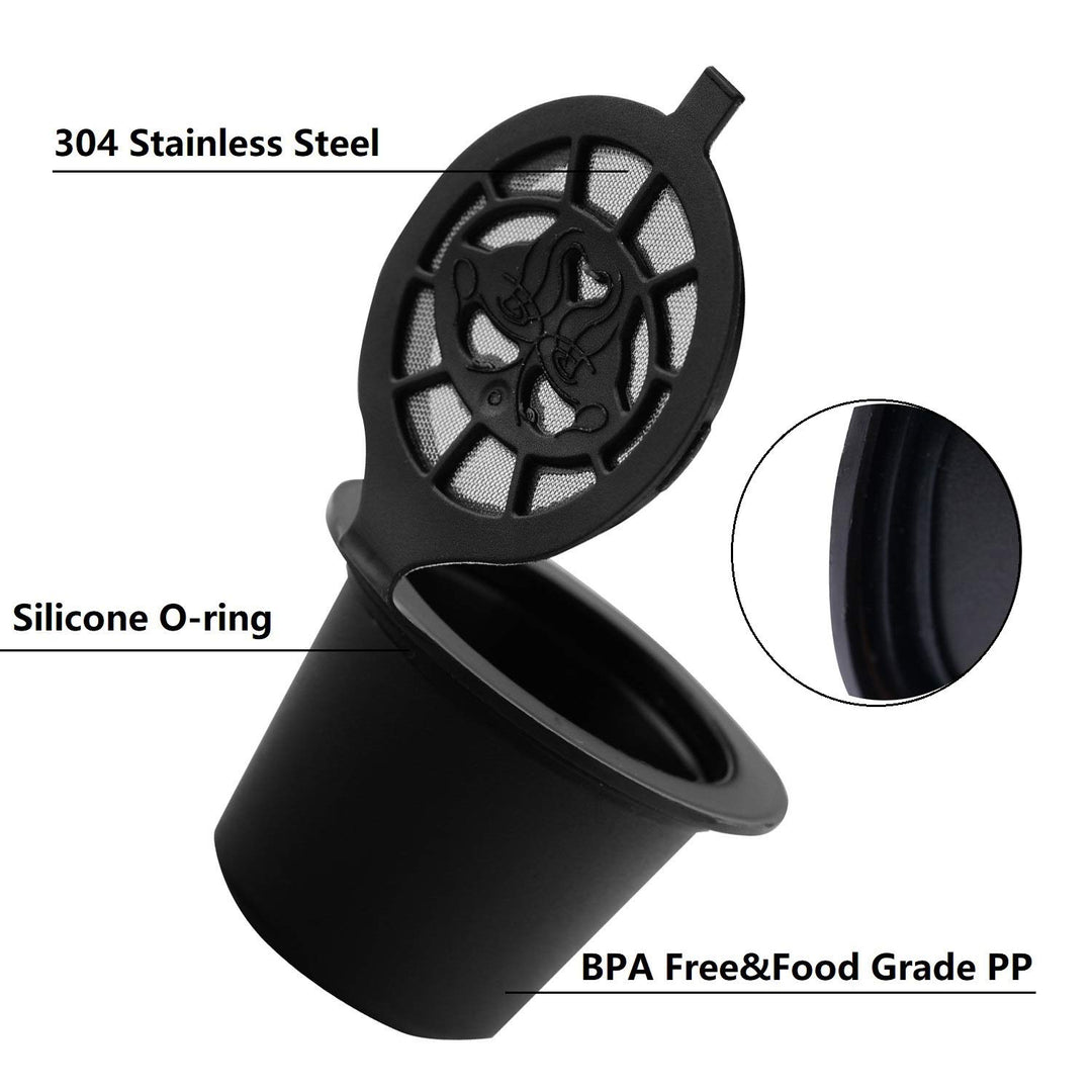 6 Pack Refillable Coffee Capsules Refilling Pods-Nespresso