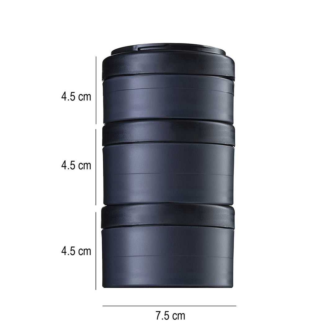 Twist and Lock Protein Pill Supplements Storage Jars-Black